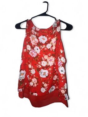Rose & Olive Bright Coral Red Polyester Top